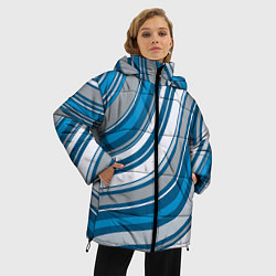 Куртка зимняя женская Волнистые полосы - текстура, цвет: 3D-черный — фото 2