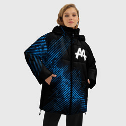Куртка зимняя женская Asking Alexandria звуковая волна, цвет: 3D-черный — фото 2