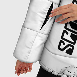 Куртка зимняя женская Scorpions и рок символ на светлом фоне, цвет: 3D-черный — фото 2