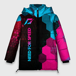 Куртка зимняя женская Need for Speed - neon gradient: по-вертикали, цвет: 3D-черный