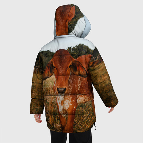 Женская зимняя куртка Коровка на поле / 3D-Светло-серый – фото 4