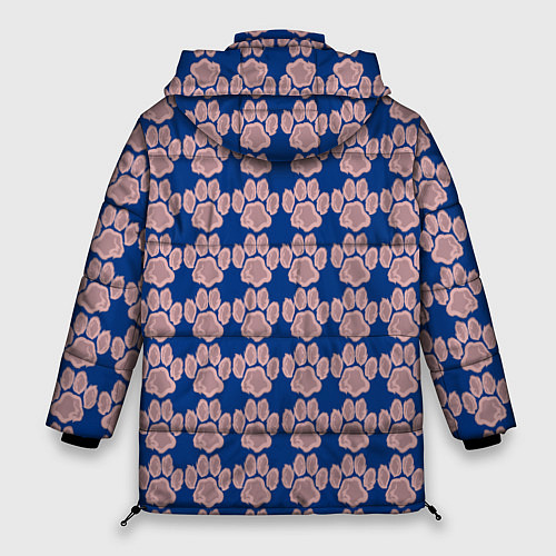 Женская зимняя куртка След собаки на синем фоне / 3D-Черный – фото 2