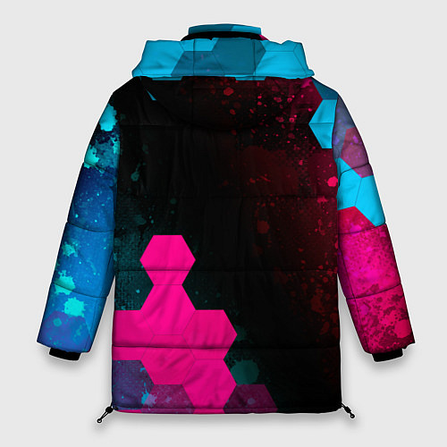 Женская зимняя куртка Skoda - neon gradient: надпись, символ / 3D-Черный – фото 2