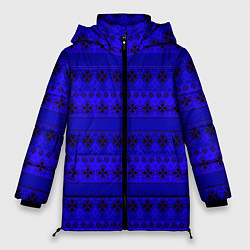 Женская зимняя куртка Скандинавский орнамент Синий кобальт