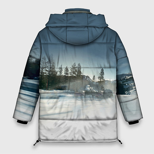 Женская зимняя куртка Крутая бэха мчится по лесной дороге / 3D-Черный – фото 2
