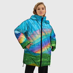 Куртка зимняя женская Летний дождь радуга, цвет: 3D-красный — фото 2