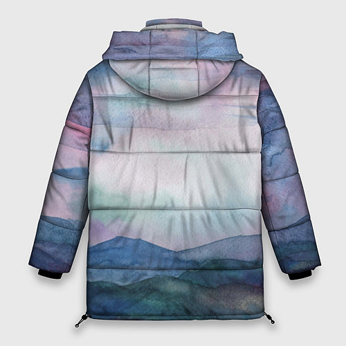 Женская зимняя куртка Горный пейзаж акварель / 3D-Черный – фото 2