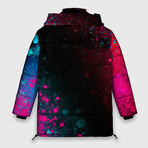 Женская зимняя куртка Three Days Grace - neon gradient: надпись, символ / 3D-Черный – фото 2