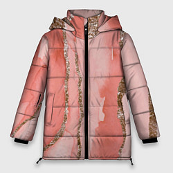 Женская зимняя куртка Розовое золото акварель