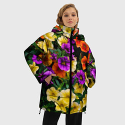 Куртка зимняя женская Разноцветная петуния, цвет: 3D-черный — фото 2