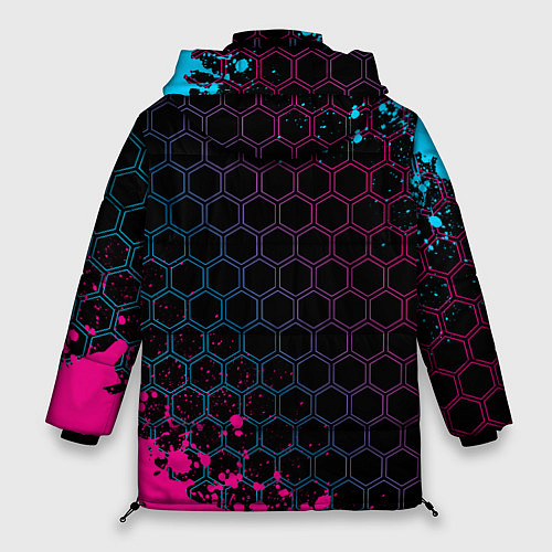 Женская зимняя куртка PUBG - neon gradient: надпись, символ / 3D-Черный – фото 2