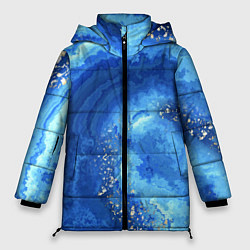 Женская зимняя куртка Расплескалась синева абстракция