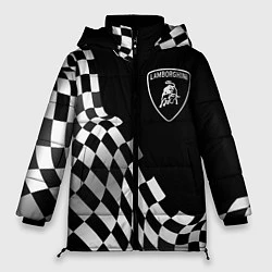 Куртка зимняя женская Lamborghini racing flag, цвет: 3D-черный