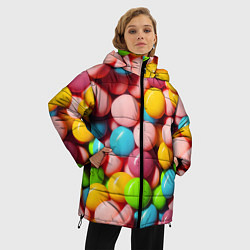 Куртка зимняя женская Много ярких конфет, цвет: 3D-черный — фото 2