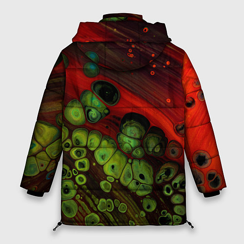 Женская зимняя куртка Абстрактные красный песок и зелёные камни / 3D-Красный – фото 2