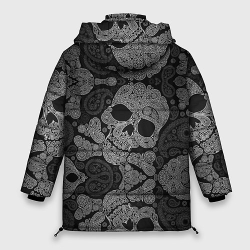 Женская зимняя куртка Абстрактные черепа пейсли / 3D-Черный – фото 2