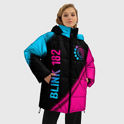 Куртка зимняя женская Blink 182 - neon gradient: надпись, символ, цвет: 3D-черный — фото 2
