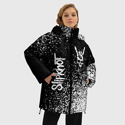 Куртка зимняя женская Slipknot и рок символ на темном фоне, цвет: 3D-черный — фото 2