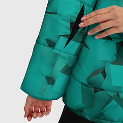 Куртка зимняя женская Абстрактные сине-зелёные кубы, цвет: 3D-светло-серый — фото 2