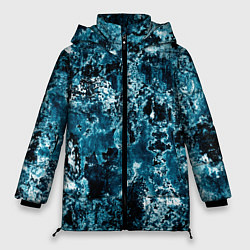Женская зимняя куртка Гранж - абстрактные синие разводы