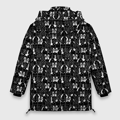 Женская зимняя куртка Кролики черно-белые / 3D-Черный – фото 2