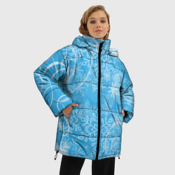 Куртка зимняя женская Морозный узор на голубом стекле, цвет: 3D-черный — фото 2