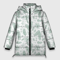 Куртка зимняя женская Шишки и веточки - Новый год, цвет: 3D-светло-серый