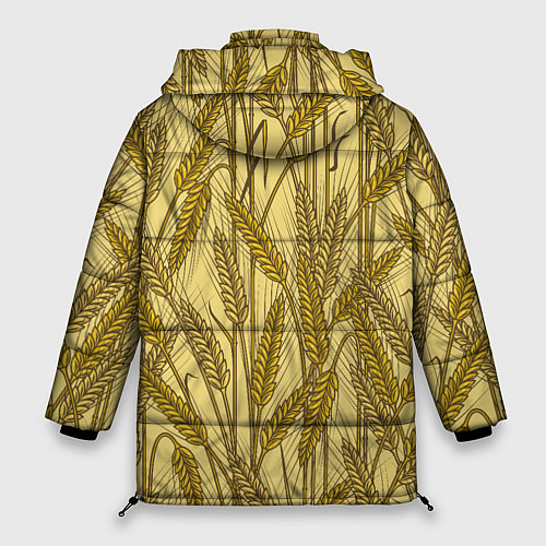 Женская зимняя куртка Винтажные колоски пшеницы / 3D-Черный – фото 2