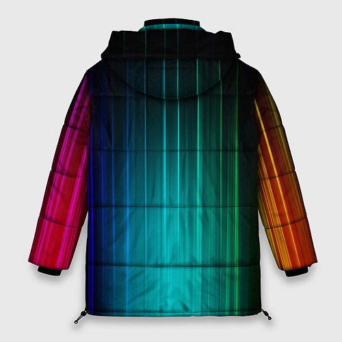 Женская зимняя куртка Радужные неоновые свечения / 3D-Черный – фото 2