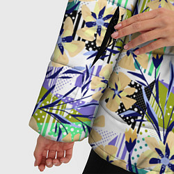 Куртка зимняя женская Цветочный узор на фоне в горошек, цвет: 3D-светло-серый — фото 2