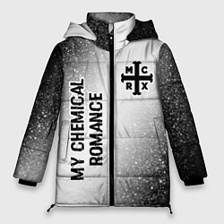 Куртка зимняя женская My Chemical Romance glitch на светлом фоне: надпис, цвет: 3D-черный