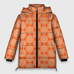 Куртка зимняя женская Абстракция узор оранжевый, цвет: 3D-светло-серый