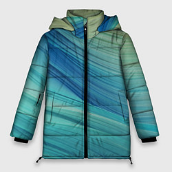 Женская зимняя куртка Абстрактные синезелёные волны