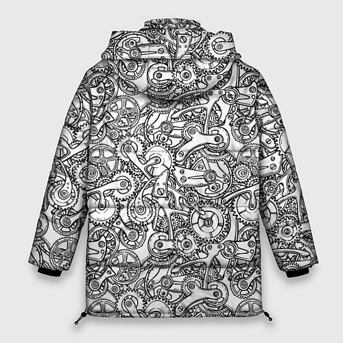Женская зимняя куртка Часовой механизм скетч / 3D-Черный – фото 2