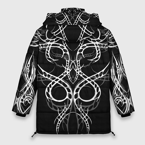 Женская зимняя куртка Татуировки на карбоне по всему телу / 3D-Черный – фото 2