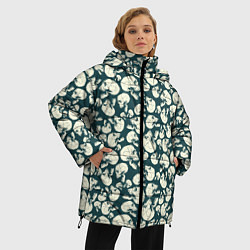 Куртка зимняя женская Череп с боковой трещиной, цвет: 3D-светло-серый — фото 2