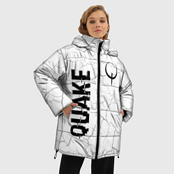 Куртка зимняя женская Quake glitch на светлом фоне: надпись, символ, цвет: 3D-черный — фото 2