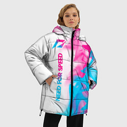 Куртка зимняя женская Need for Speed neon gradient style: по-вертикали, цвет: 3D-черный — фото 2