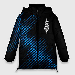 Куртка зимняя женская Slipknot звуковая волна, цвет: 3D-черный
