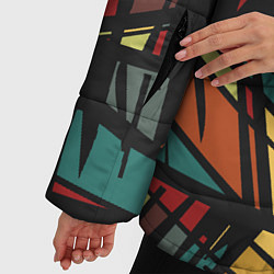 Куртка зимняя женская Абстракция в разноцветных линиях, цвет: 3D-черный — фото 2