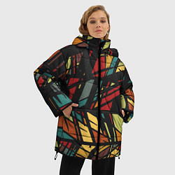 Куртка зимняя женская Абстракция в разноцветных линиях, цвет: 3D-светло-серый — фото 2