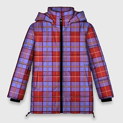Женская зимняя куртка Ткань Шотландка красно-синяя