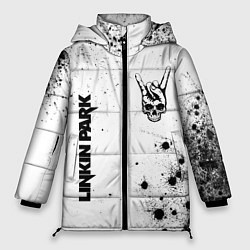 Куртка зимняя женская Linkin Park и рок символ на светлом фоне, цвет: 3D-черный