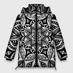 Куртка зимняя женская Черно-белая мандала, цвет: 3D-светло-серый