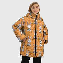 Куртка зимняя женская Паттерн из зайчиков, цвет: 3D-красный — фото 2