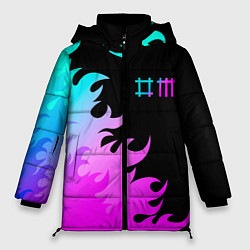 Куртка зимняя женская Depeche Mode неоновый огонь, цвет: 3D-черный