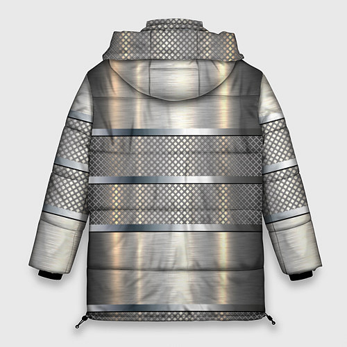 Женская зимняя куртка Металлические полосы - текстура алюминия / 3D-Черный – фото 2