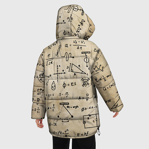 Женская зимняя куртка Научные формулы на старой бумаге / 3D-Светло-серый – фото 4