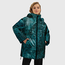 Куртка зимняя женская Волны абстрактной воды и красок, цвет: 3D-светло-серый — фото 2