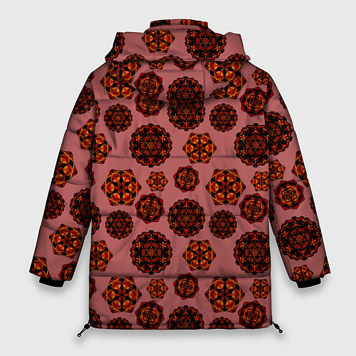 Женская зимняя куртка Мандалы на сливовом фоне / 3D-Черный – фото 2